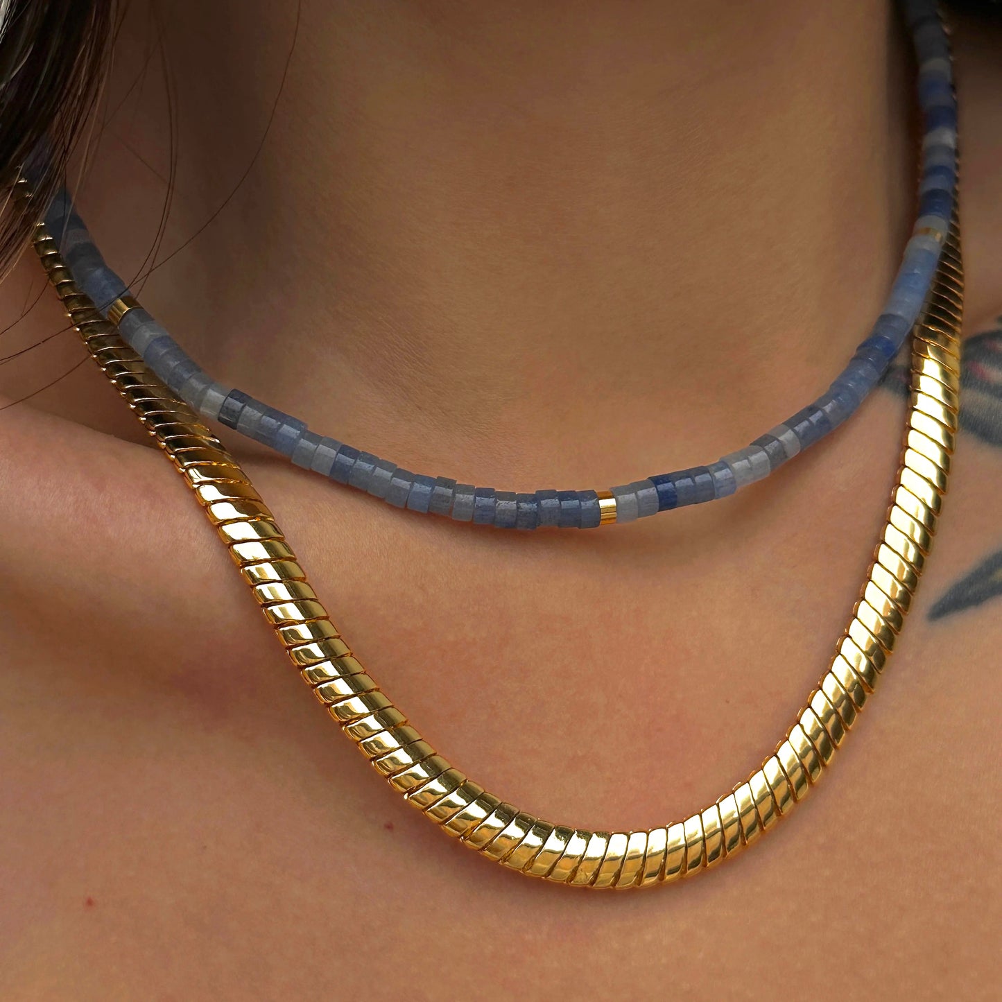 Blue Agathe necklace | natural stone