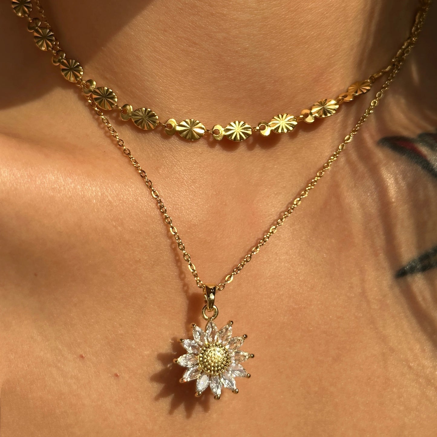 Sunflower necklace | 18 K gold plated