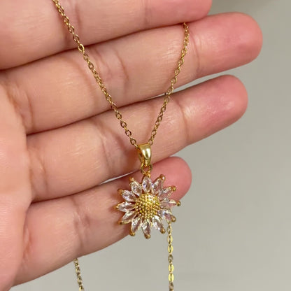 Sunflower necklace | 18 K gold plated